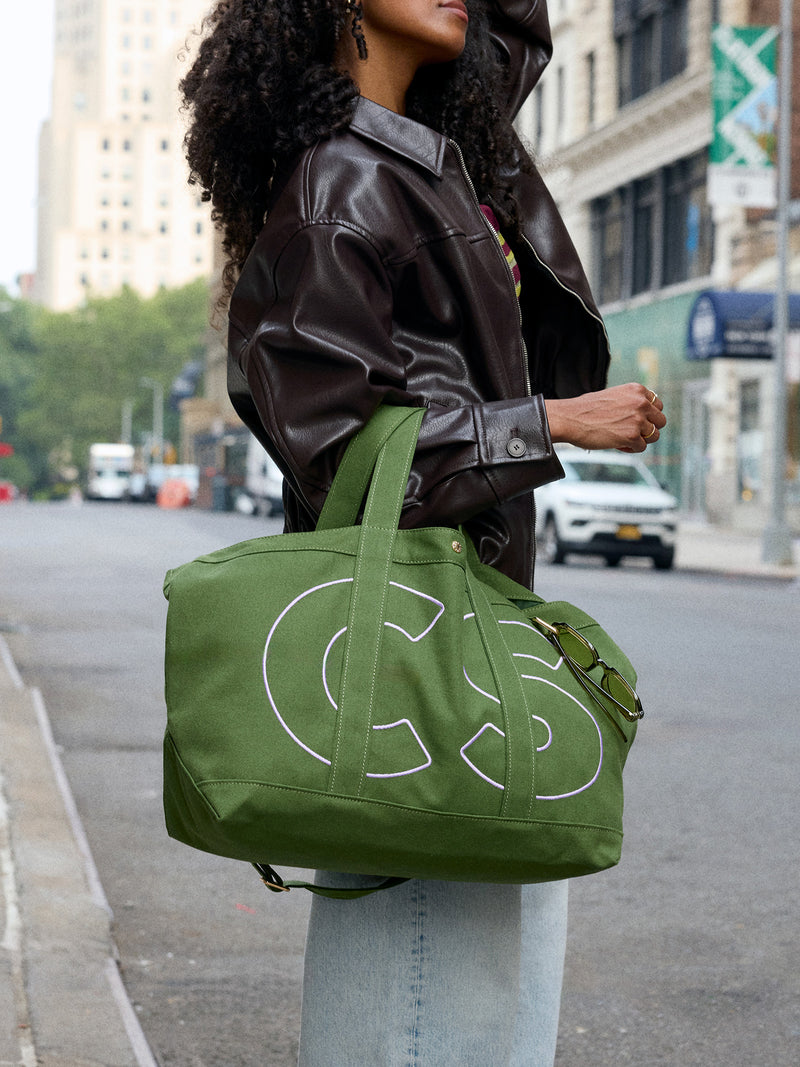 BaubleBar Desert Tan - 
    Personalized canvas tote bag with custom embroidered initials 
  

