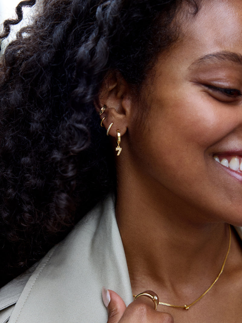 BaubleBar Varsity Number Custom Huggie Earrings - Gold Single Digit - 
    Gold huggie earrings
  
