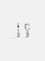 BaubleBar Varsity Number Custom Huggie Earrings - Silver Single Digit - 
    Silver huggie earrings
  
