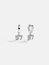 BaubleBar Varsity Number Custom Huggie Earrings - Silver Double Digit - 
    Silver huggie earrings
  

