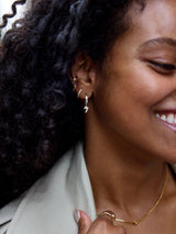 BaubleBar Varsity Number Custom Huggie Earrings - Silver Single Digit - 
    Silver huggie earrings
  
