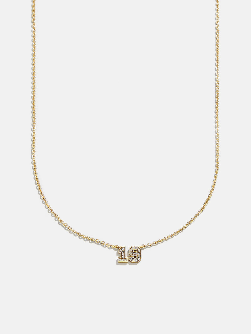 BaubleBar Varsity Gold/Pavé Number Custom Necklace - One Gold Station - 
    Personalized number necklace
  
