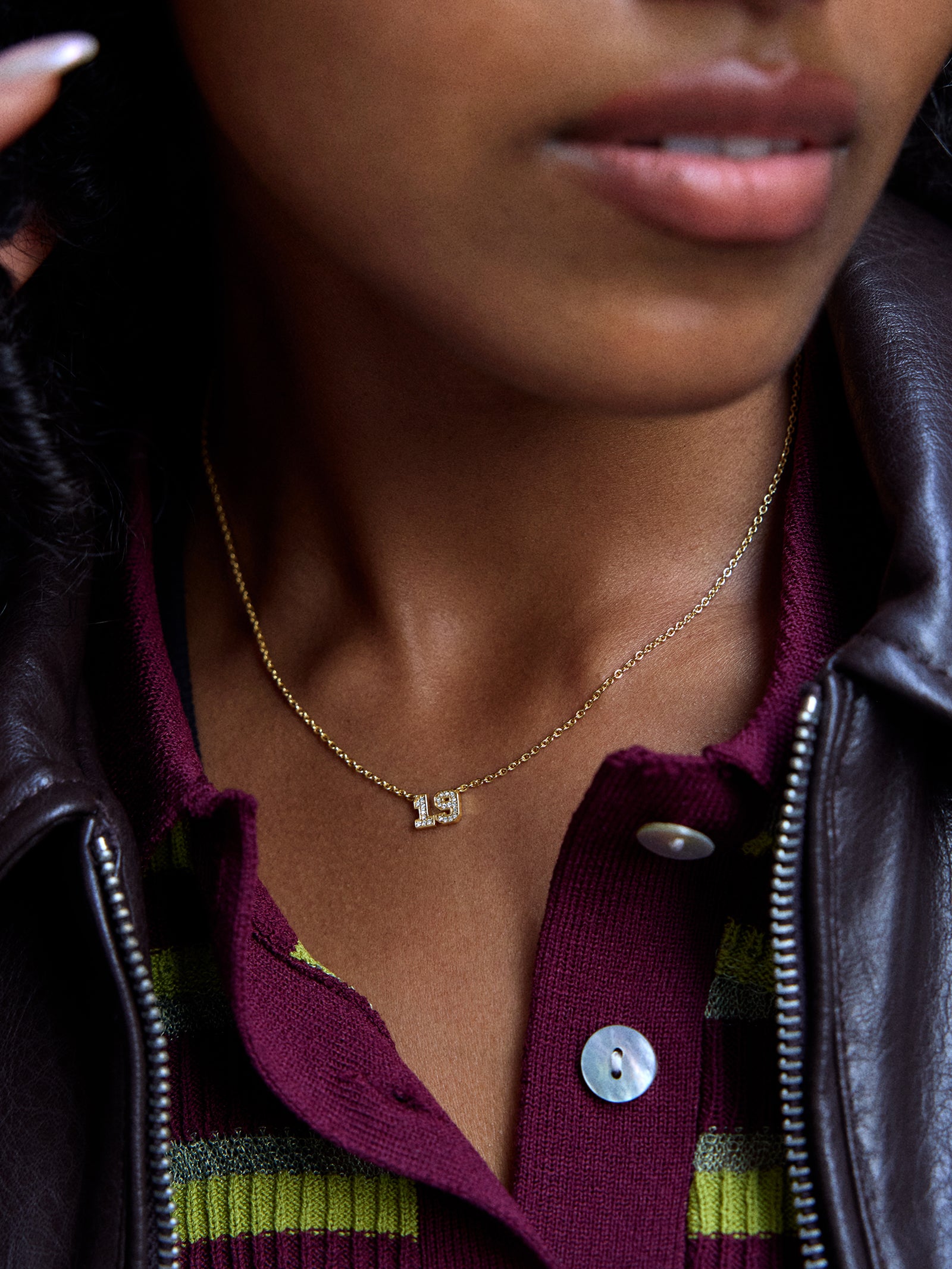 Varsity Gold/Pavé Number Custom Necklace - One Gold Station