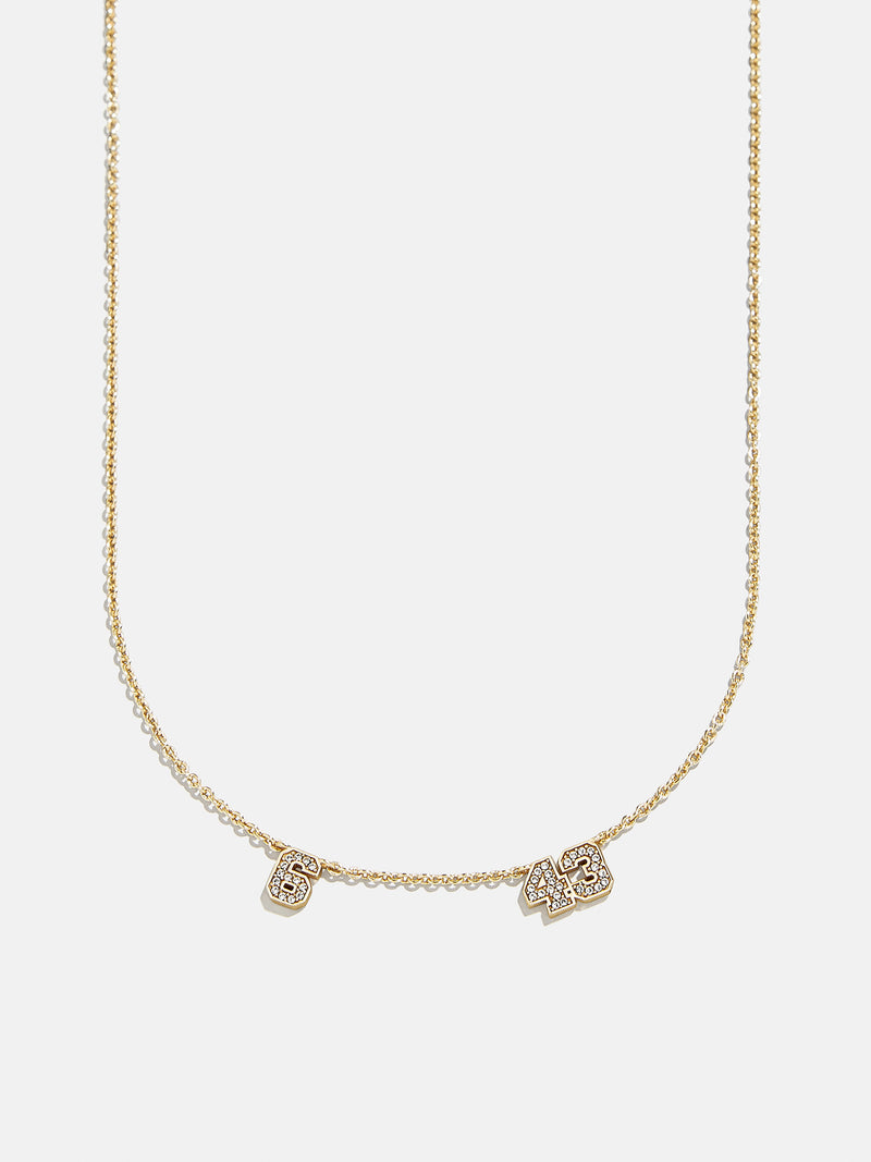 Varsity Number Custom Necklace - Two Gold Stations