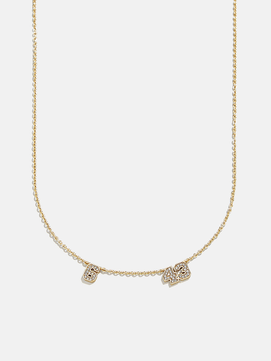 Varsity Number Custom Necklace - Two Gold Stations