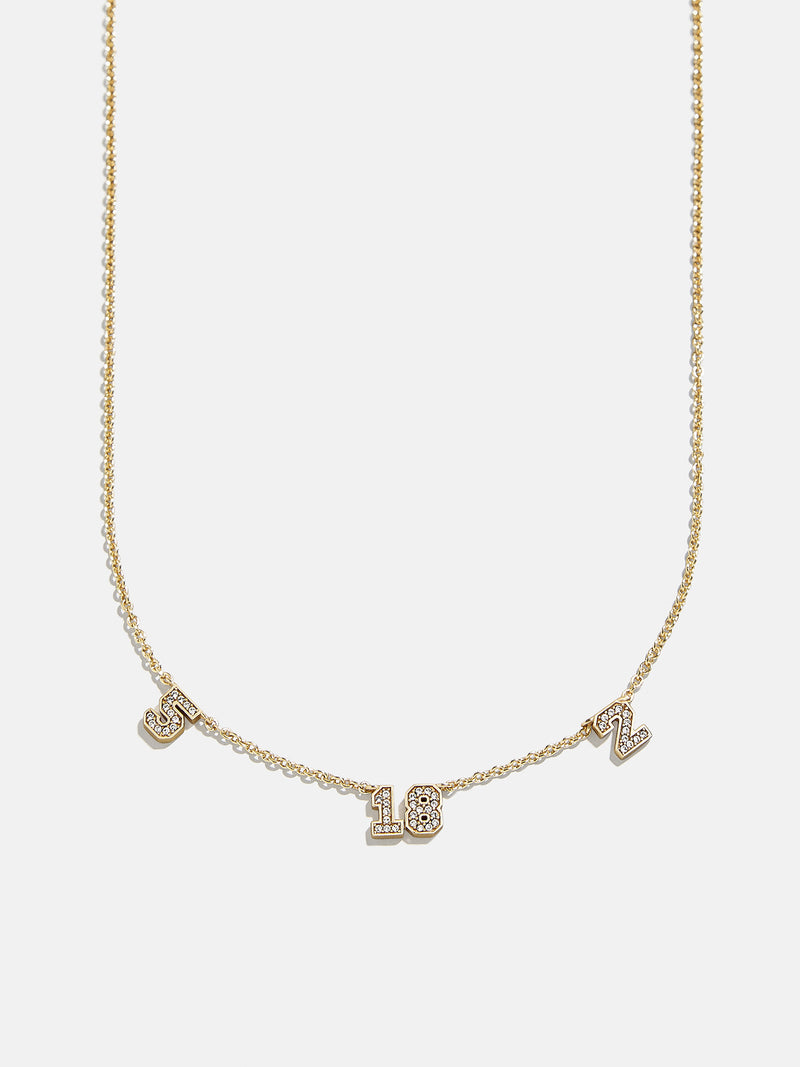 Varsity Number Custom Necklace - Three Gold Stations