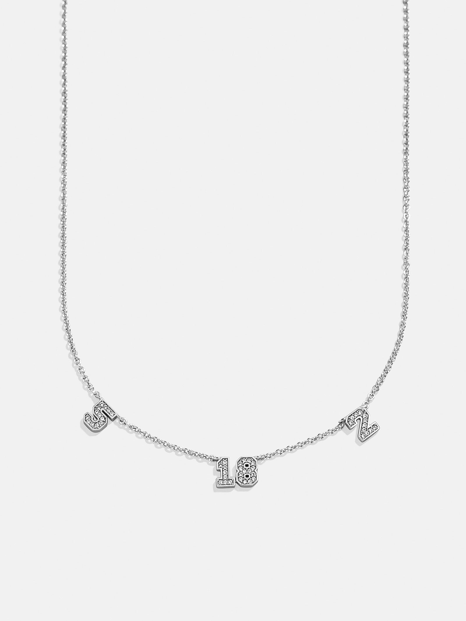 Varsity Number Custom Necklace - Three Silver Stations