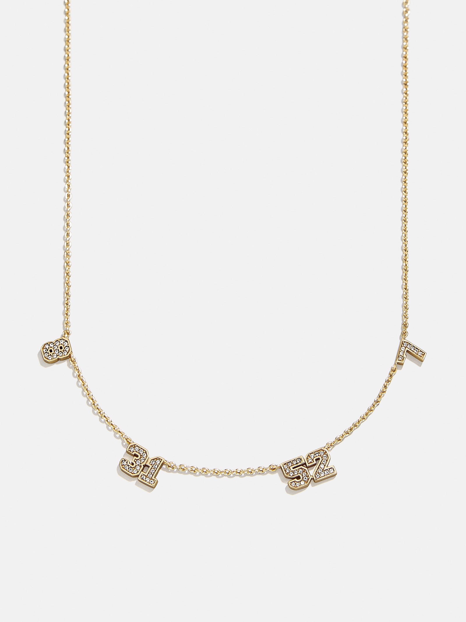 Varsity Number Custom Necklace - Four Gold Stations