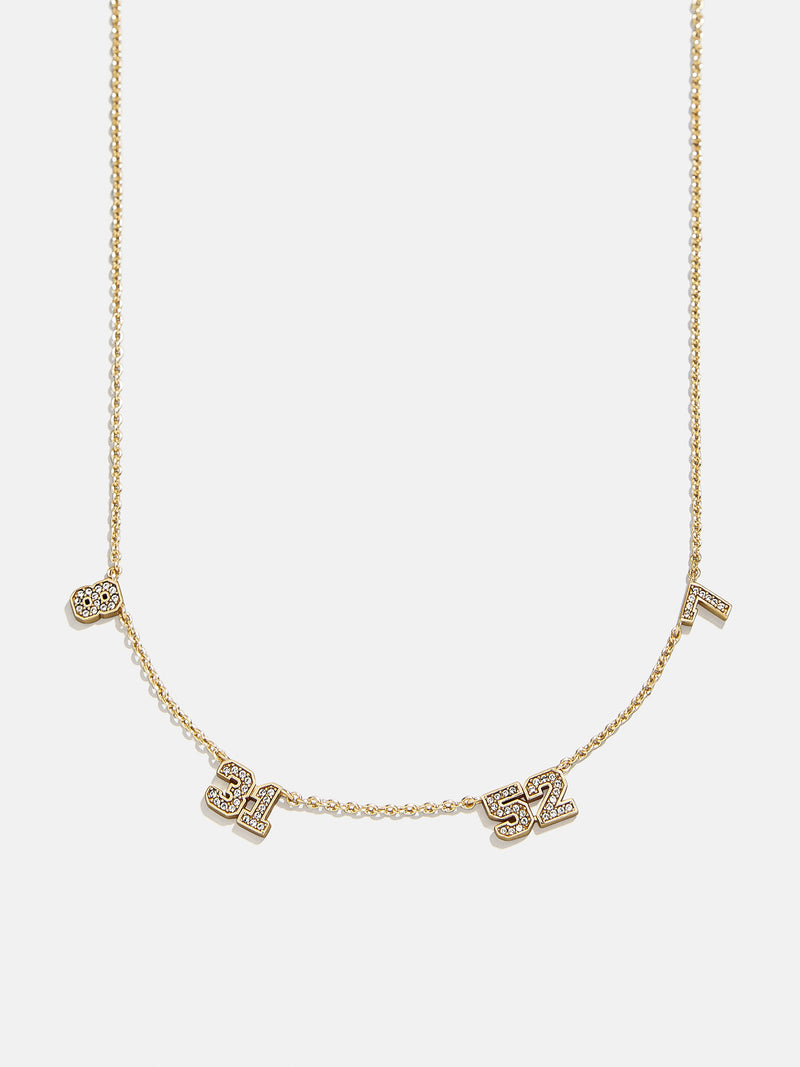 Varsity Number Custom Necklace - Four Gold Stations