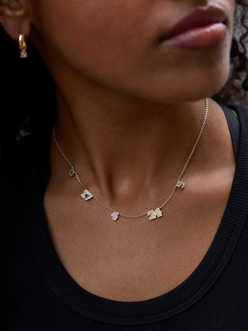 BaubleBar Varsity Number Custom Necklace - Five Silver Stations - 
    Personalized number necklace
  
