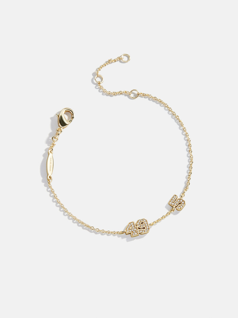 BaubleBar Varsity Number Custom Bracelet - Two Gold Stations - 
    Personalized charm bracelet 
  
