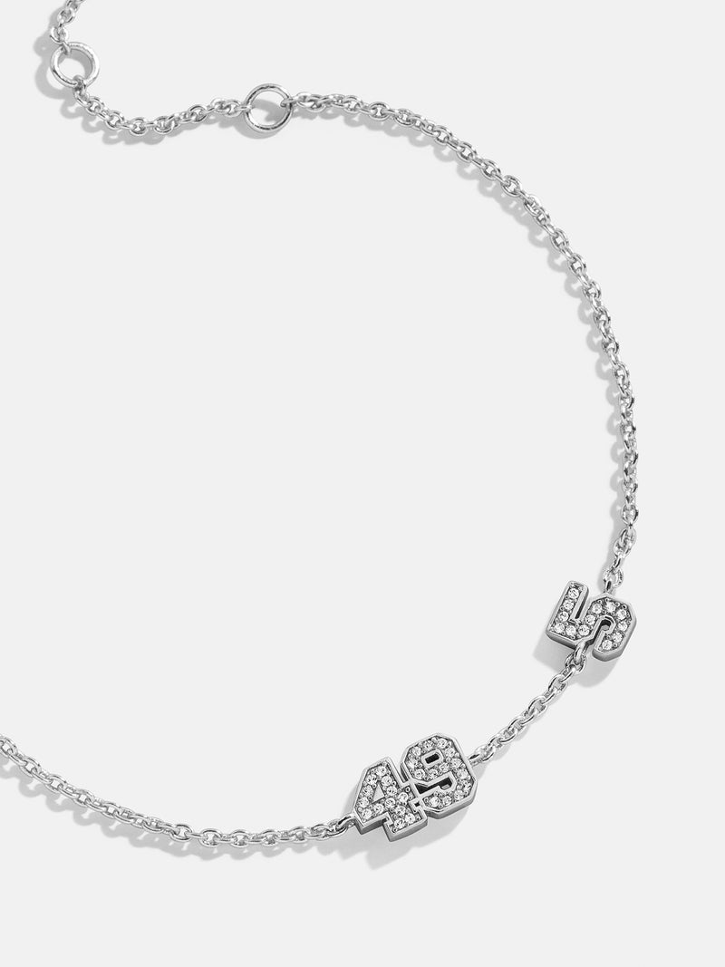 Varsity Number Custom Bracelet - Two Silver Stations