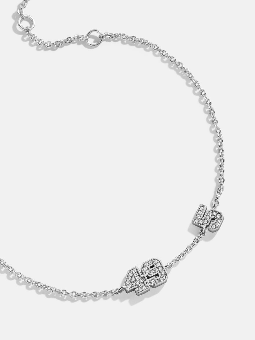 Varsity Number Custom Bracelet - Two Silver Stations