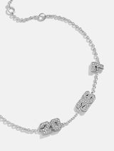 BaubleBar Varsity Number Custom Bracelet - Three Silver Stations - 
    Personalized charm bracelet 
  
