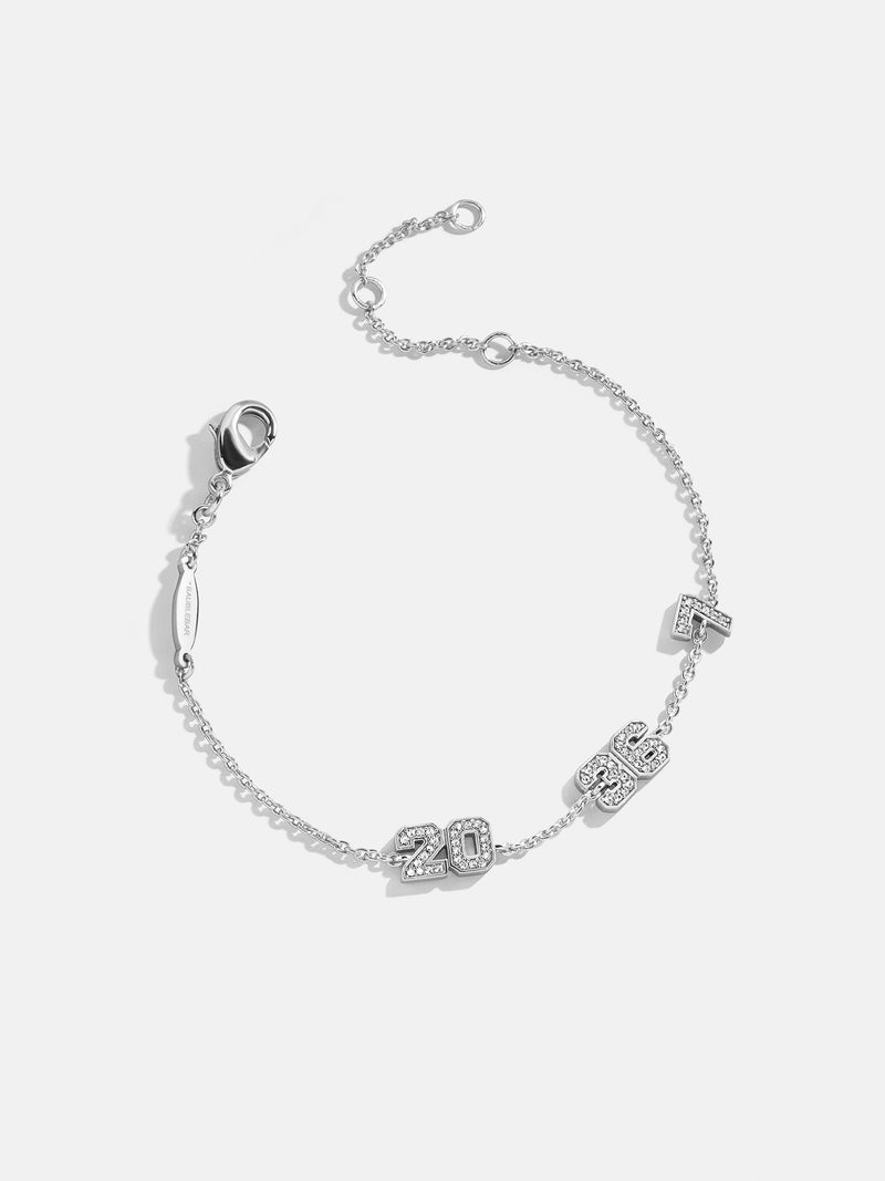 BaubleBar Varsity Number Custom Bracelet - Three Silver Stations - 
    Personalized charm bracelet 
  
