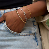 Varsity Number Custom Bracelet - Three Silver Stations