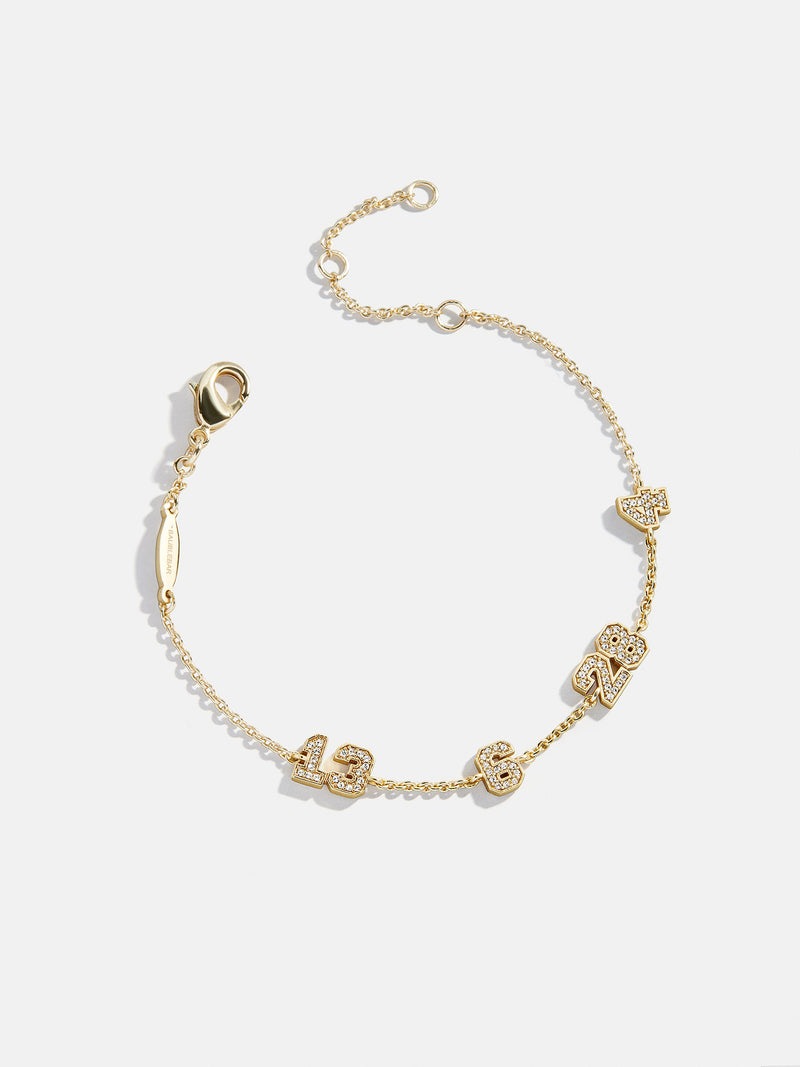 BaubleBar Varsity Number Custom Bracelet - Four Gold Stations - 
    Personalized charm bracelet 
  
