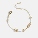 Varsity Number Custom Bracelet - Four Gold Stations