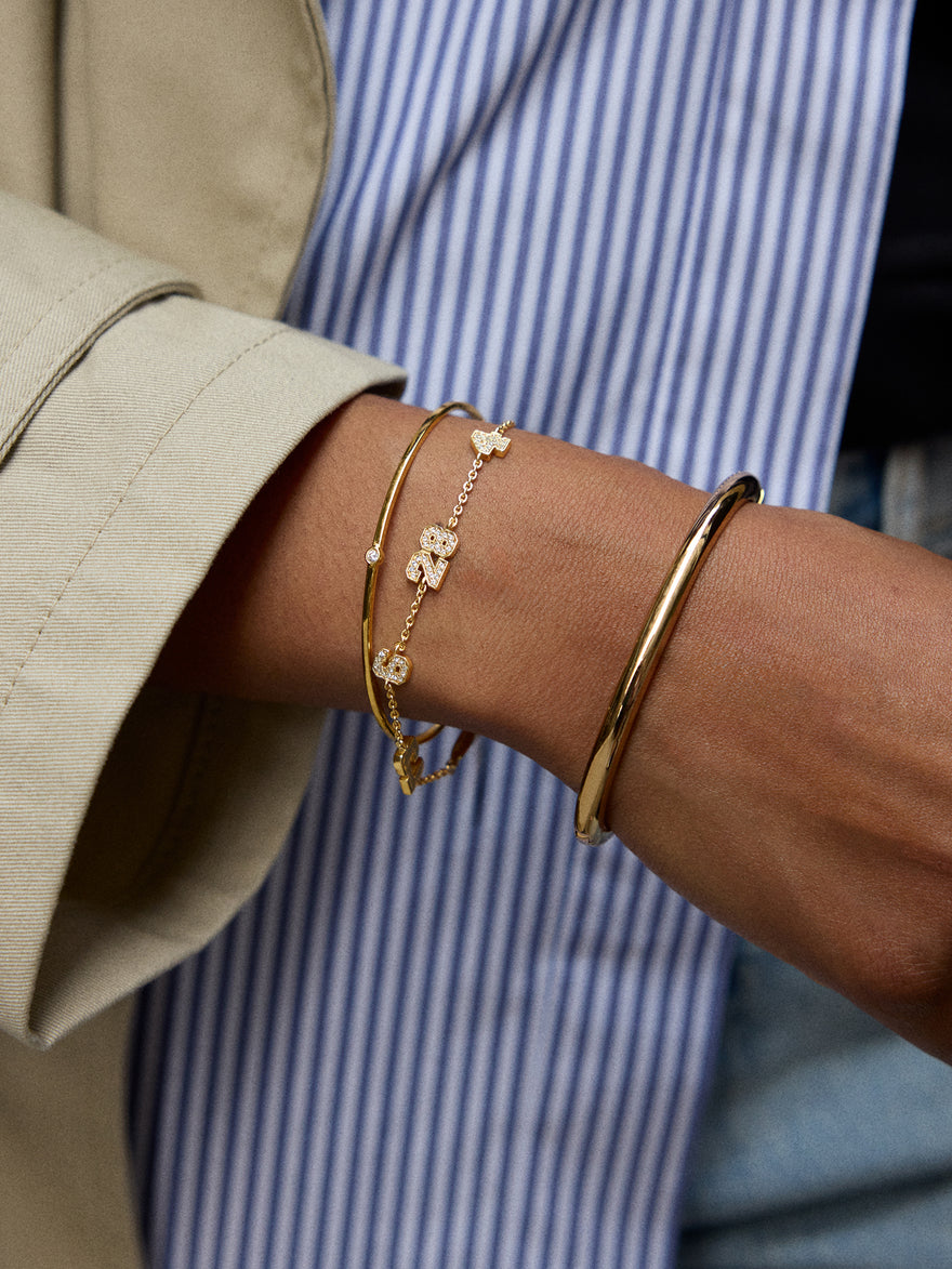 Varsity Number Custom Bracelet - Four Gold Stations