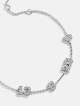 BaubleBar Varsity Number Custom Bracelet - Four Silver Stations - 
    Personalized charm bracelet 
  
