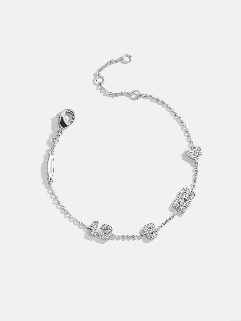 BaubleBar Varsity Number Custom Bracelet - Four Silver Stations - 
    Personalized charm bracelet 
  
