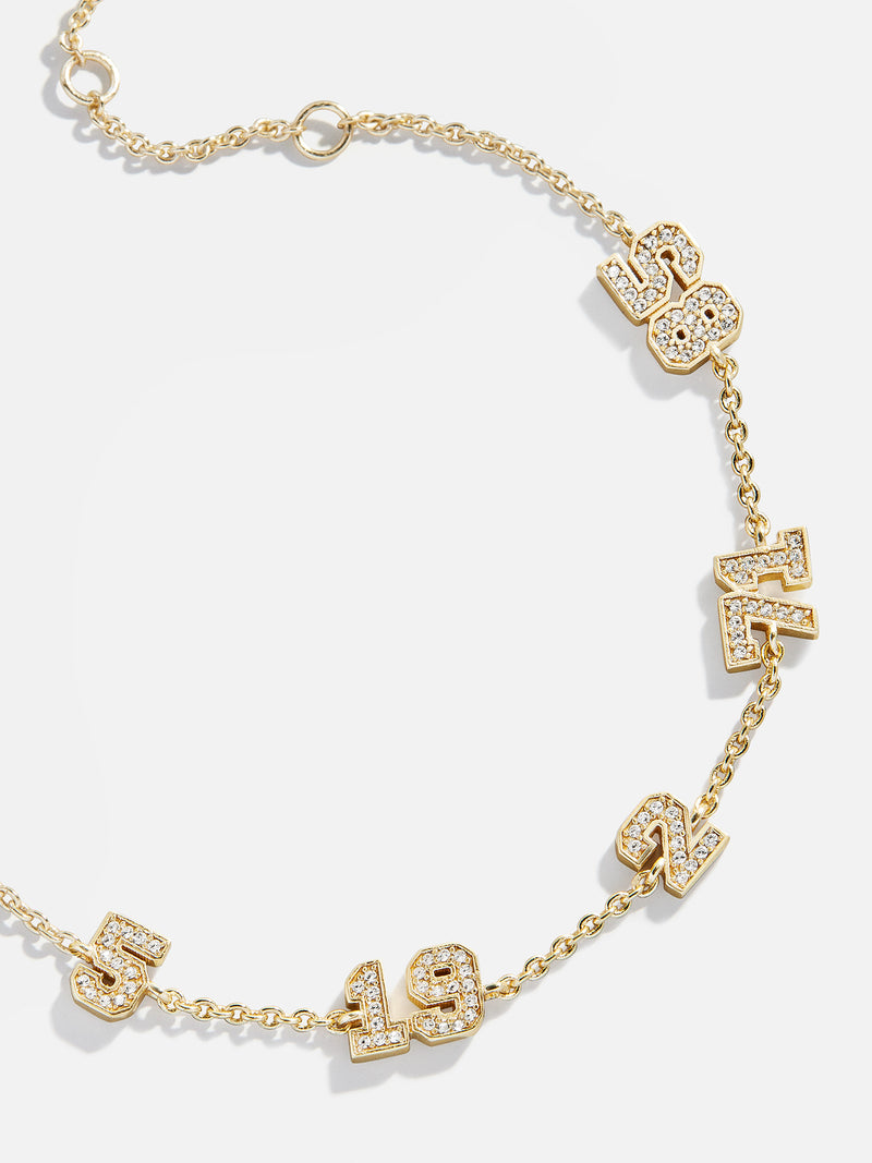Varsity Number Custom Bracelet - Five Gold Stations