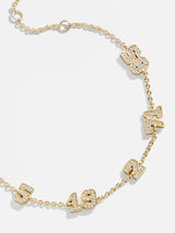 BaubleBar Varsity Number Custom Bracelet - Five Gold Stations - 
    Personalized charm bracelet 
  

