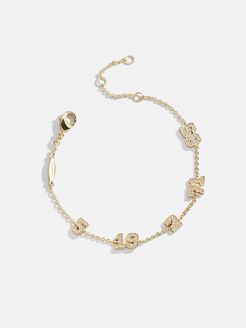 BaubleBar Varsity Number Custom Bracelet - Five Gold Stations - 
    Personalized charm bracelet 
  
