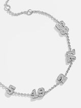 BaubleBar Varsity Number Custom Bracelet - Five Silver Stations - 
    Personalized charm bracelet 
  
