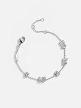 BaubleBar Varsity Number Custom Bracelet - Five Silver Stations - 
    Personalized charm bracelet 
  
