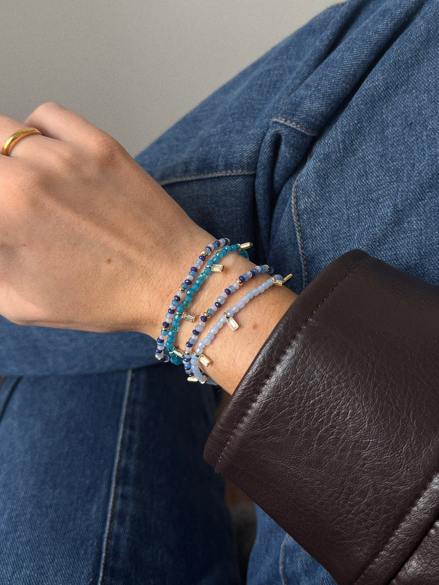 Crystal Beaded Bracelet - Aqua