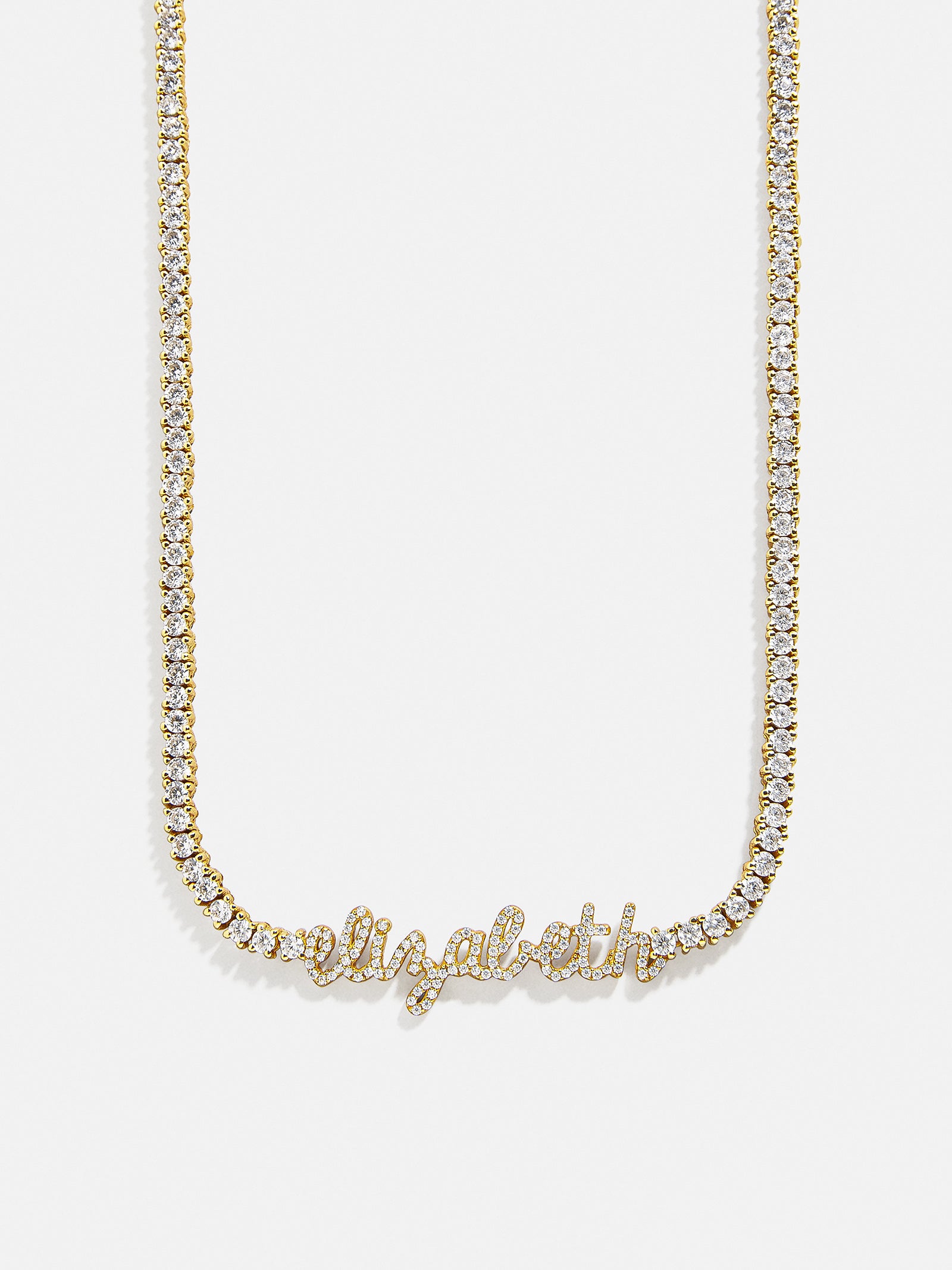 Billie 18K Gold Tennis Custom Nameplate Necklace - Mini Script