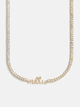 BaubleBar Billie 18K Gold Tennis Custom Nameplate Necklace - Mini Script - 
    Cubic zirconia tennis necklace
  

