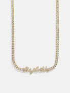 Billie 14K Gold Tennis Custom Nameplate Necklace - Mini Script
