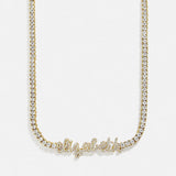 Billie 14K Gold Tennis Custom Nameplate Necklace - Mini Script