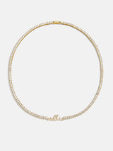 BaubleBar Billie 18K Gold Tennis Custom Nameplate Necklace - Mini Script - 
    Cubic zirconia tennis necklace
  
