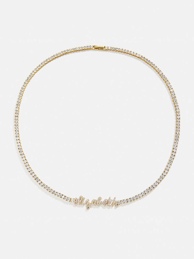 BaubleBar Billie 18K Gold Tennis Custom Nameplate Necklace - Mini Script - 
    Limited Time: Enjoy 20% Off
  

