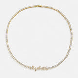 Billie 14K Gold Tennis Custom Nameplate Necklace - Mini Script