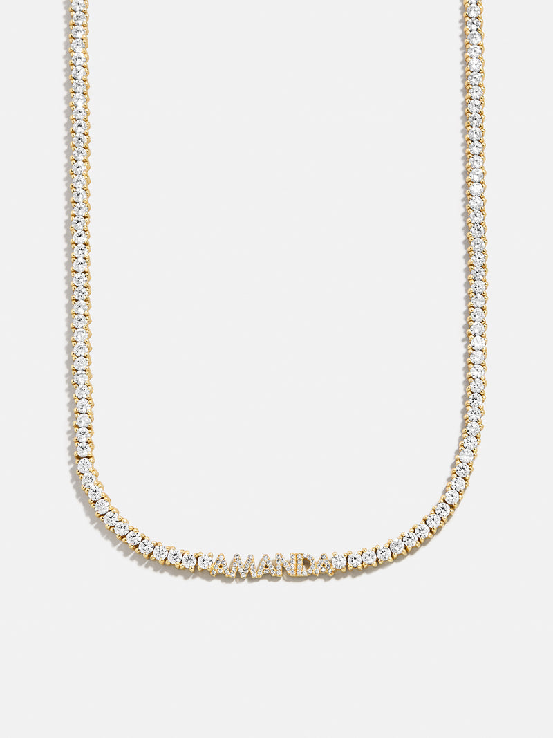 Billie 18K Gold Tennis Custom Nameplate Necklace - Mini Block