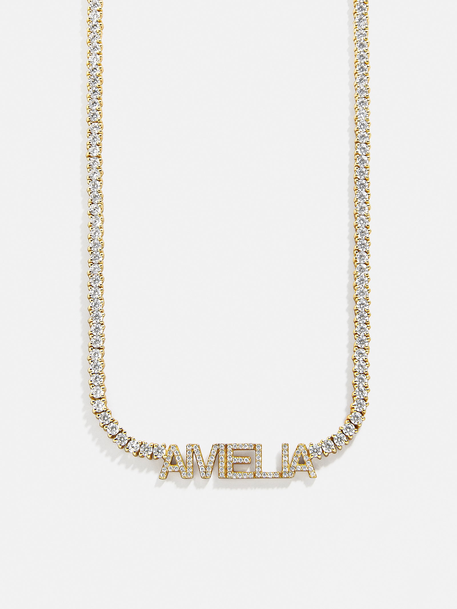 Billie 18K Gold Tennis Custom Nameplate Necklace - Block