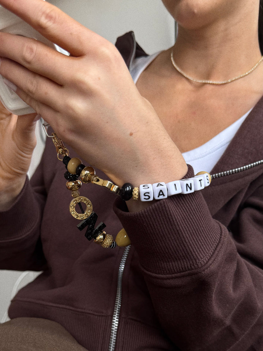 NFL Beaded Phone Charm - New Orleans Saints