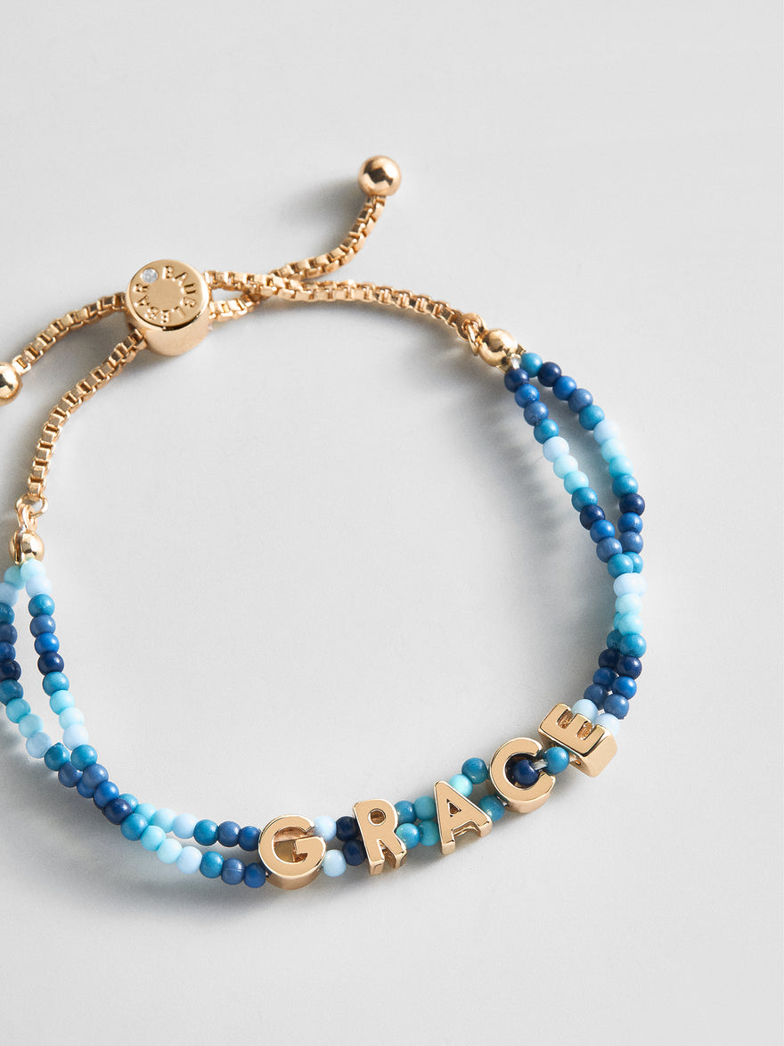 Bead Mine Kids’ Custom Name Bracelet - Blue Multi