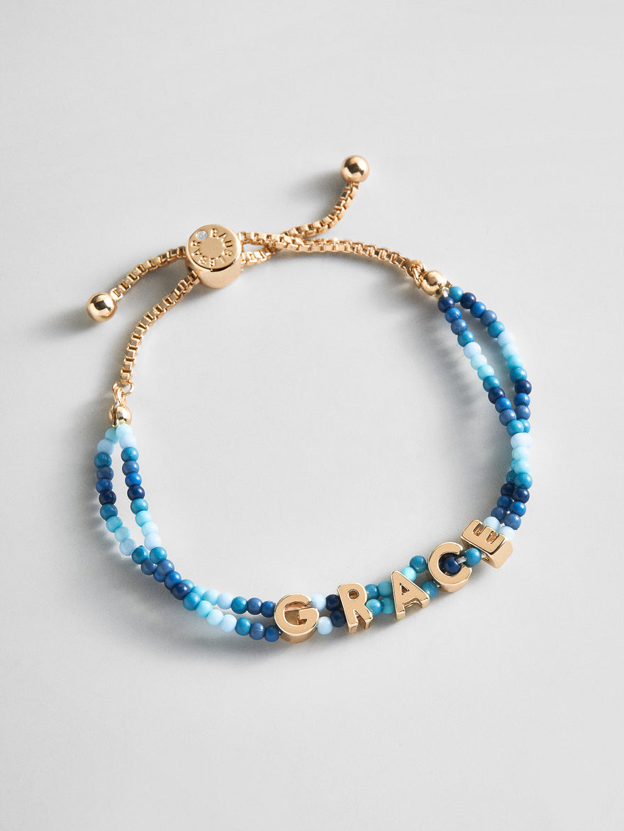 Bead Mine Kids’ Custom Name Bracelet - Blue Multi
