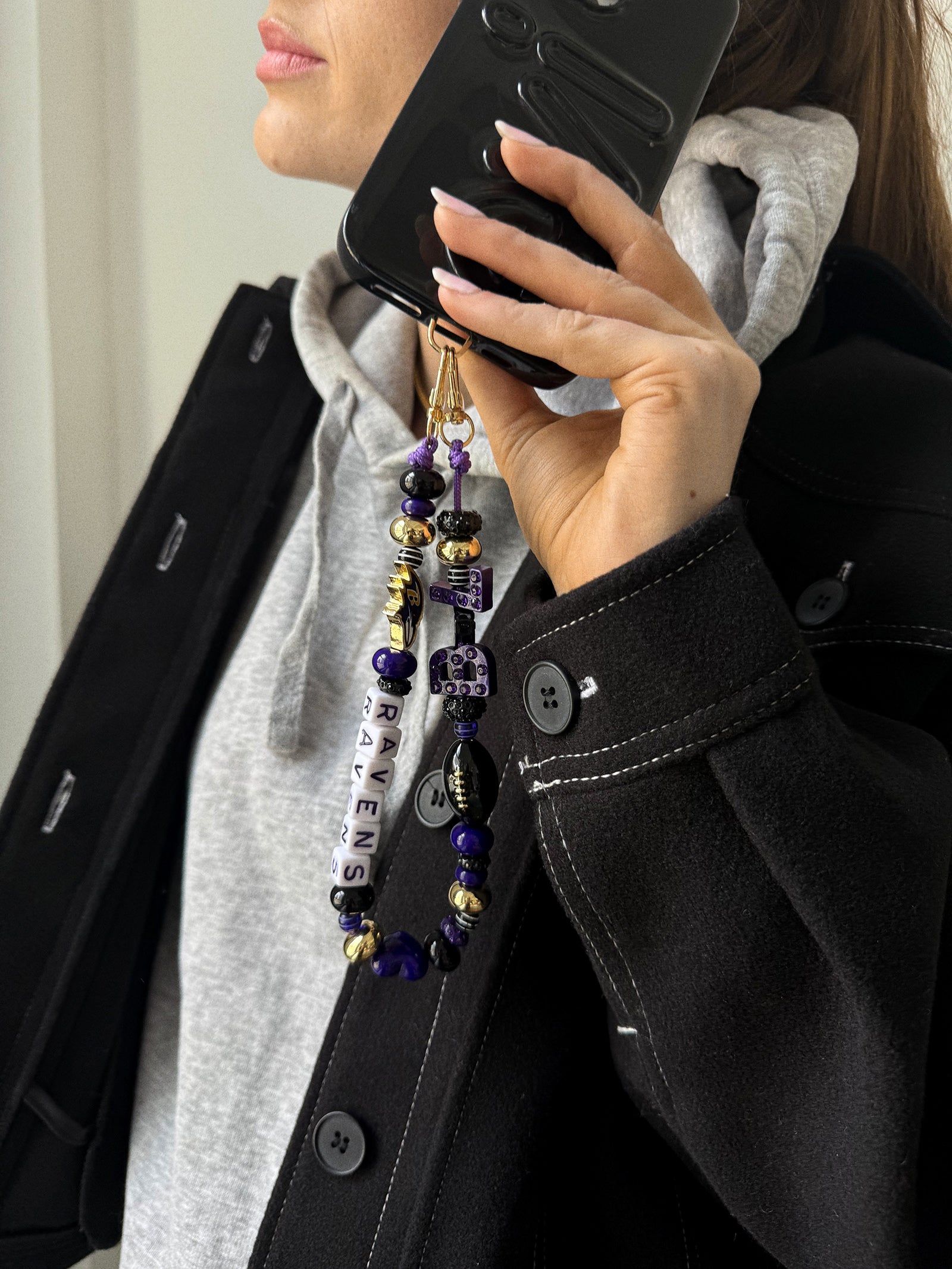 NFL Beaded Phone Charm - Baltimore Ravens – Hands-free wristlet