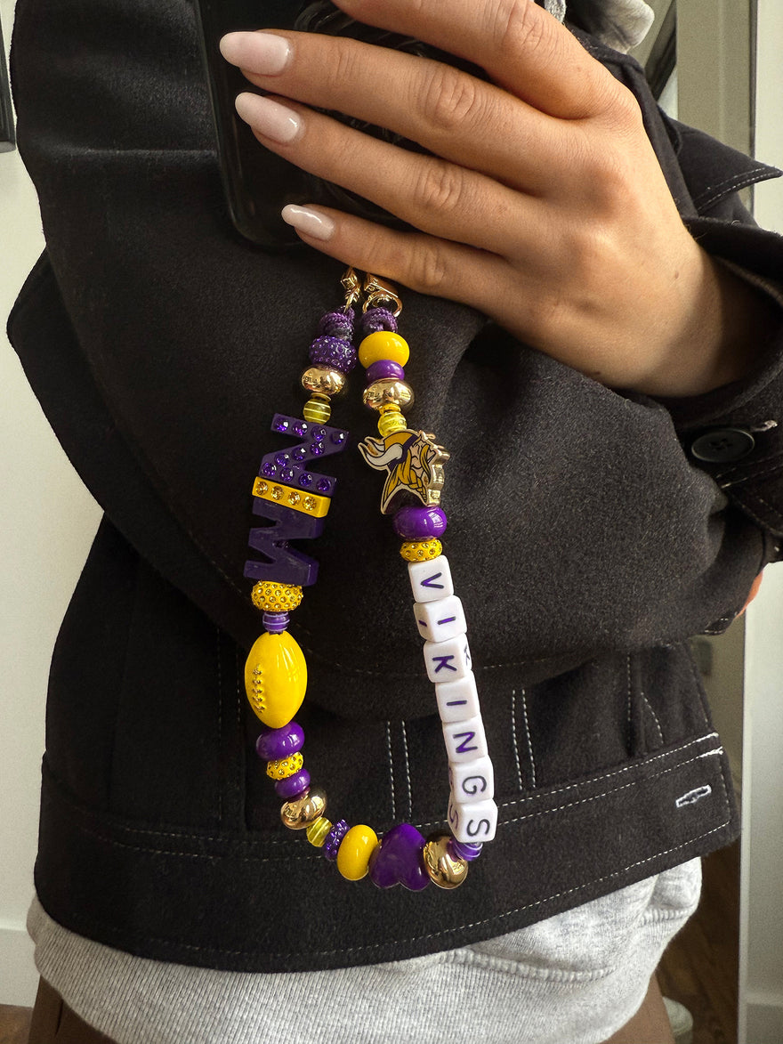 NFL Beaded Phone Charm - Minnesota Vikings