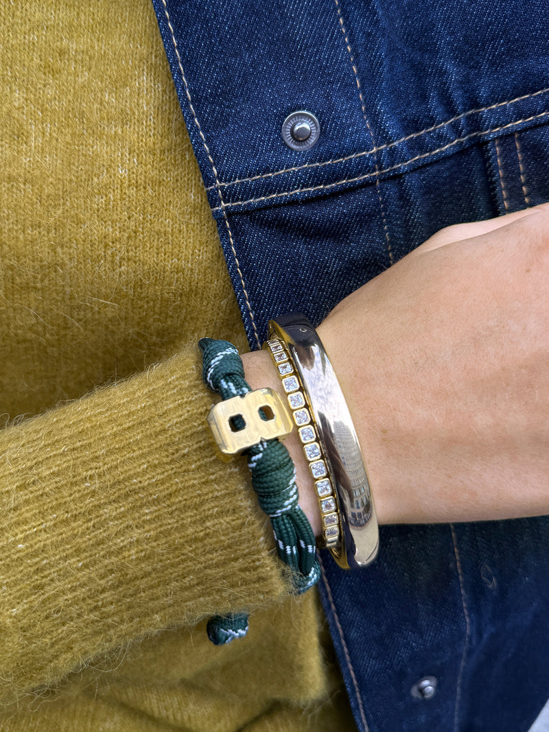 Knotty Varsity Number Custom Bracelet - Bright Green Single Digit ...