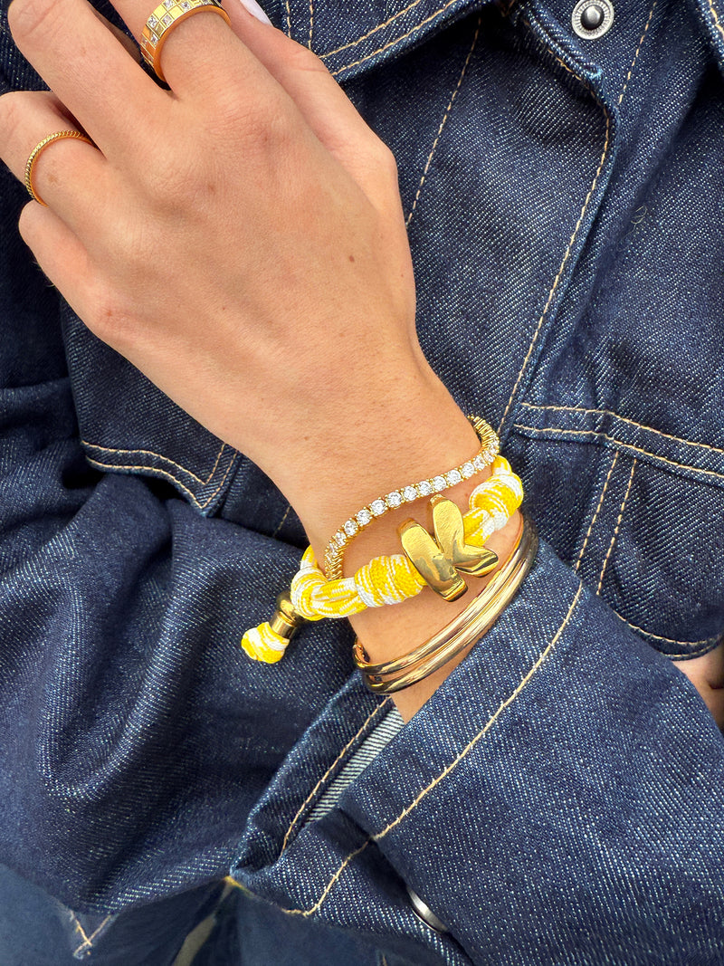 BaubleBar Knotty Initial Bracelet - Bright Yellow - 
    Initial waterproof paracord bracelet
  
