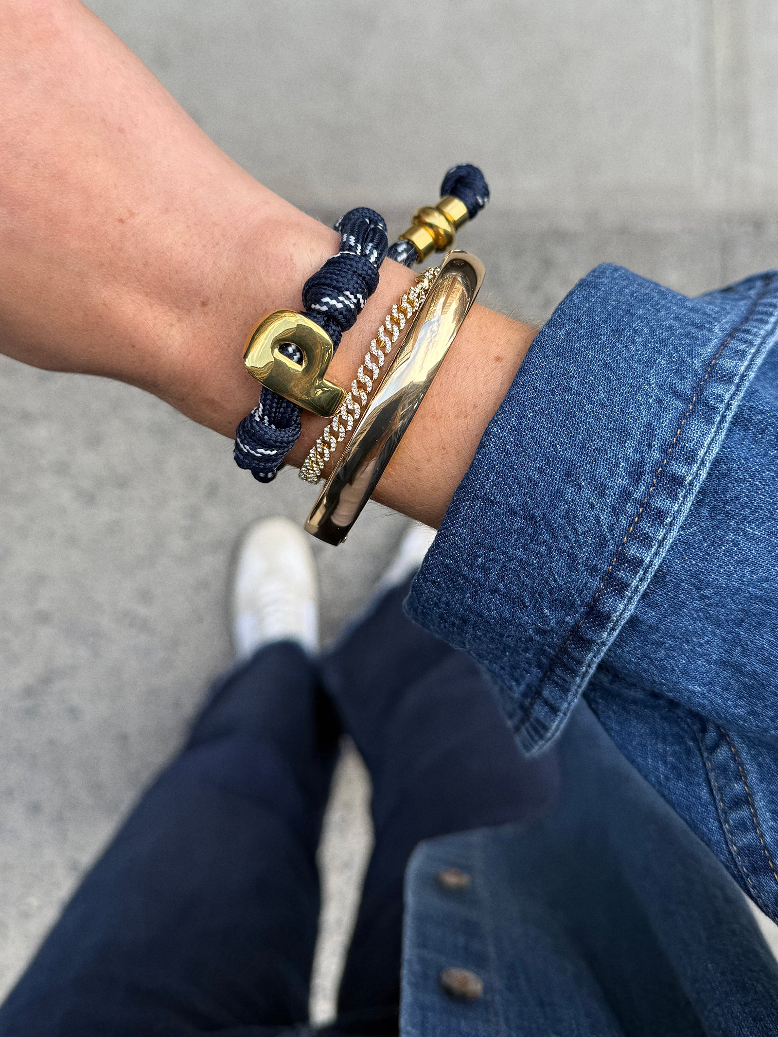 Knotty Initial Bracelet - Navy