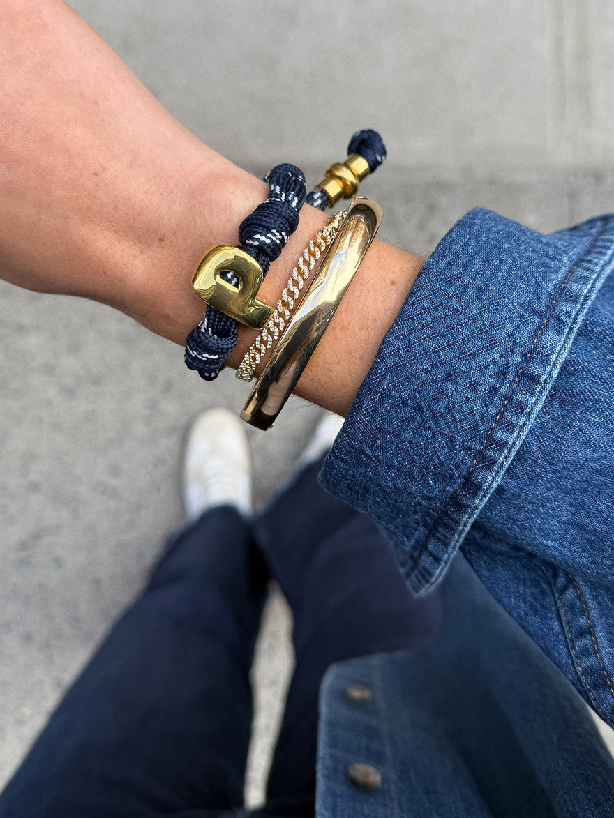 Knotty Initial Bracelet - Navy