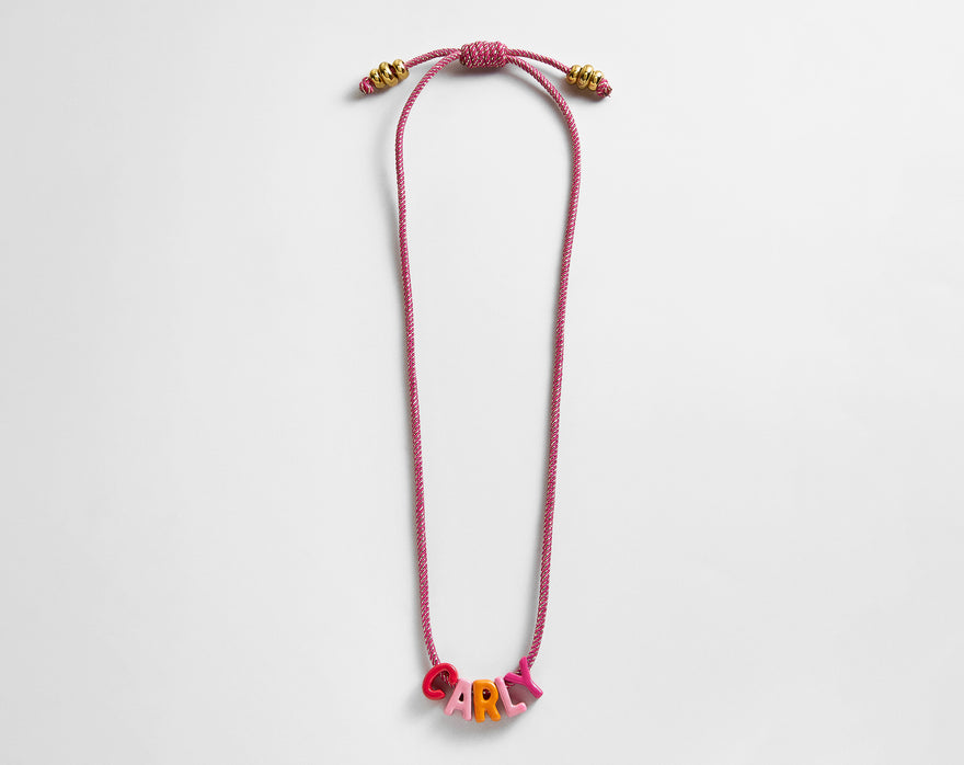 Name Drop Waterproof Kids' Custom Necklace - Pink
